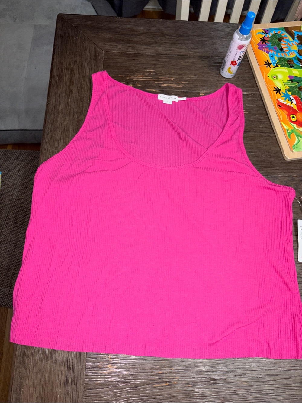 Good American Hot Pink Ribbed Tank Top